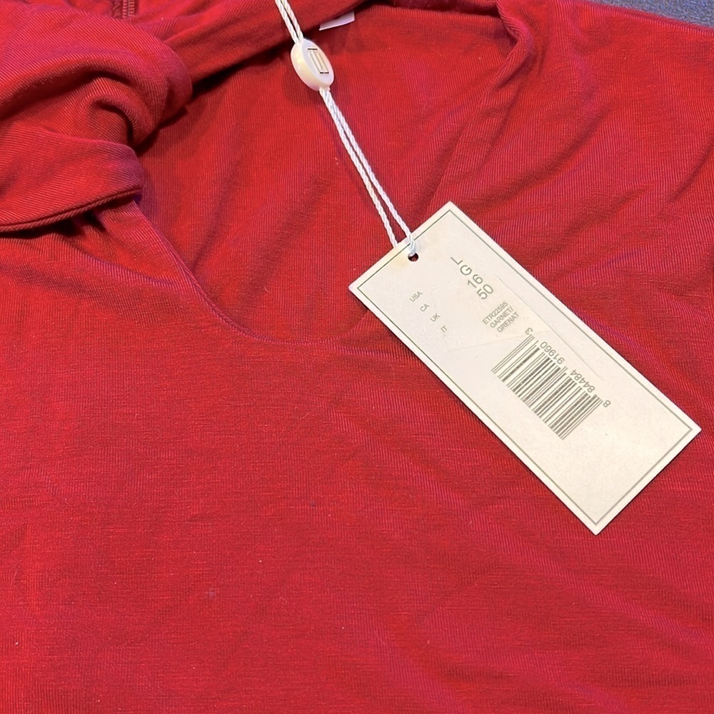 Elie Tahari Red Twist Mock Neck Top Large - Picture 7 of 9